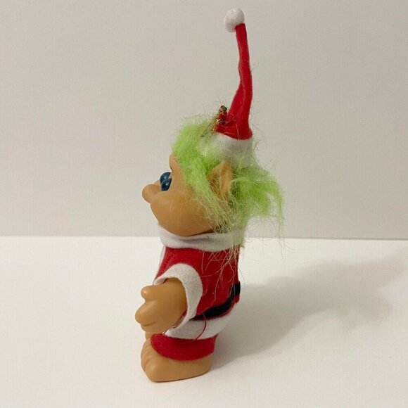 Vintage 1991 ITB Christmas Santa Troll with Hat Green Hair 5 Inch Tall Doll - Picture 5 of 16